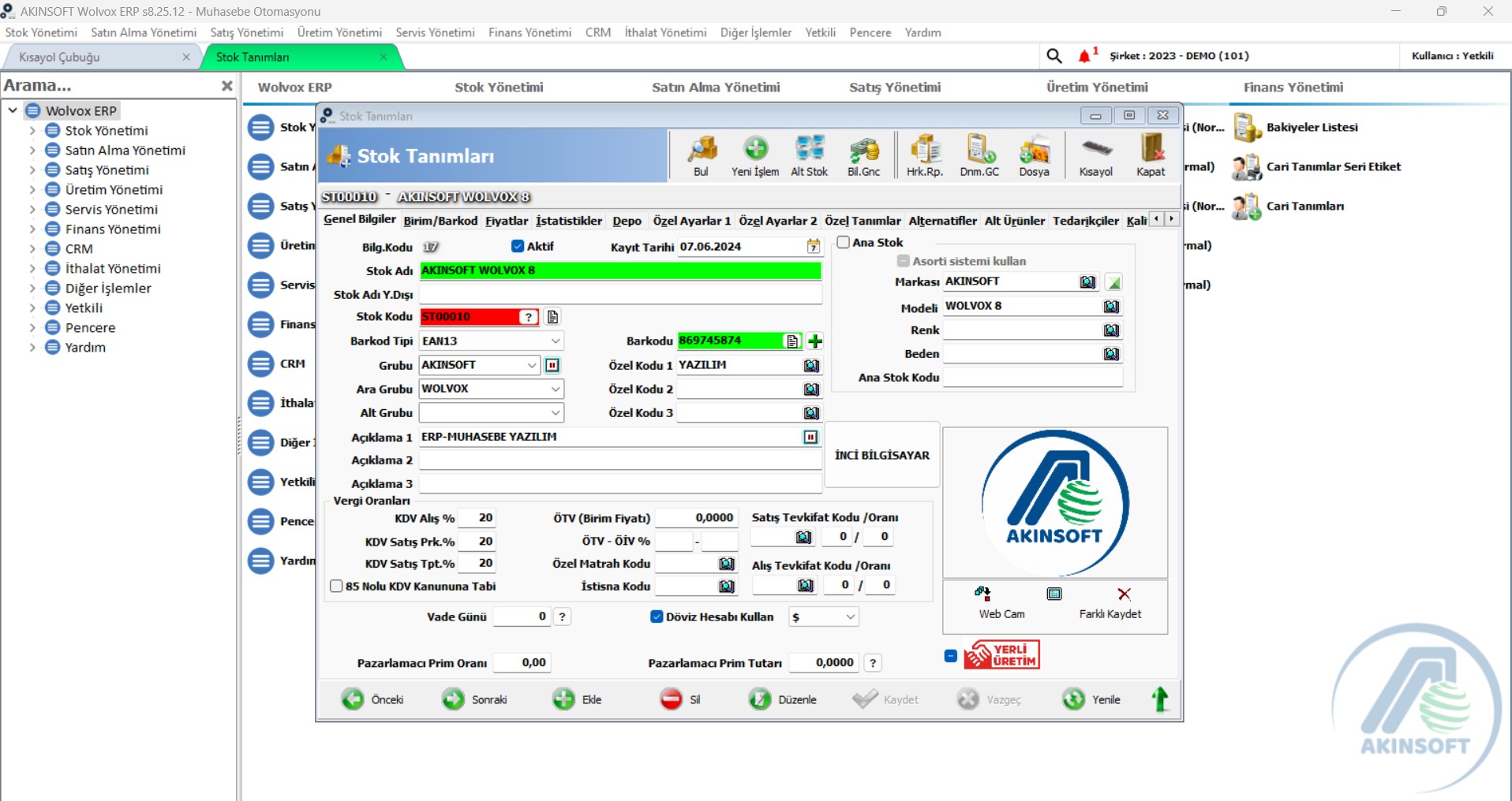 Akınsoft yazılım ekran görüntüsü